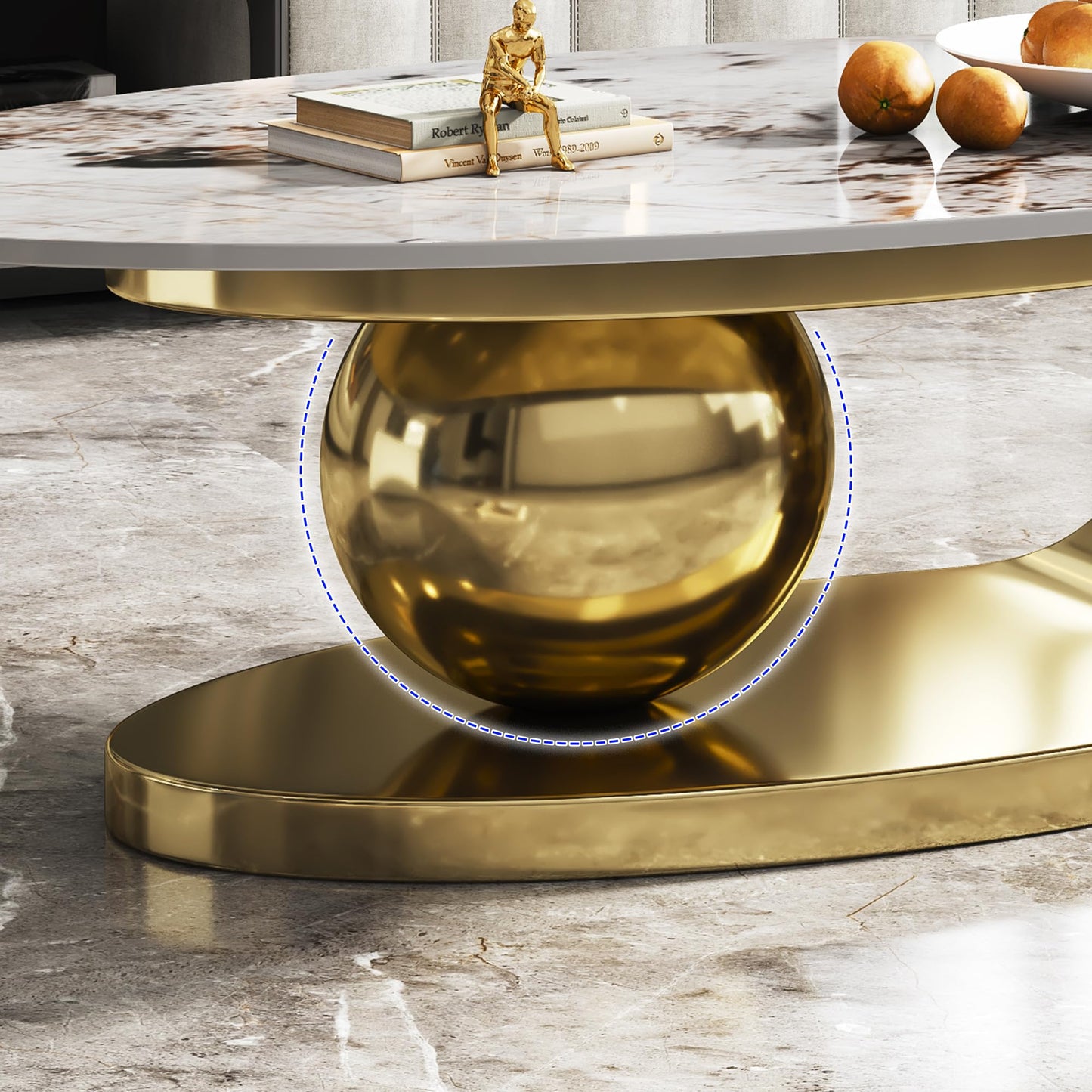 Modern Oval Faux Marble Coffee Table Faux Marble Coffee Table - Gold Metal Base