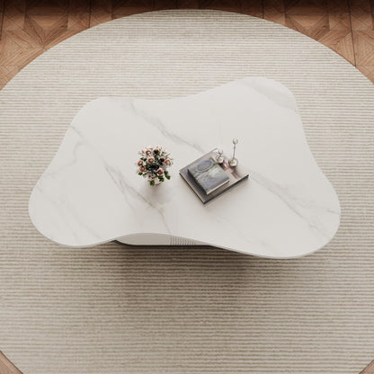 Modern Oval Faux Marble Coffee Table Faux Marble Coffee Table - Gold Metal Base