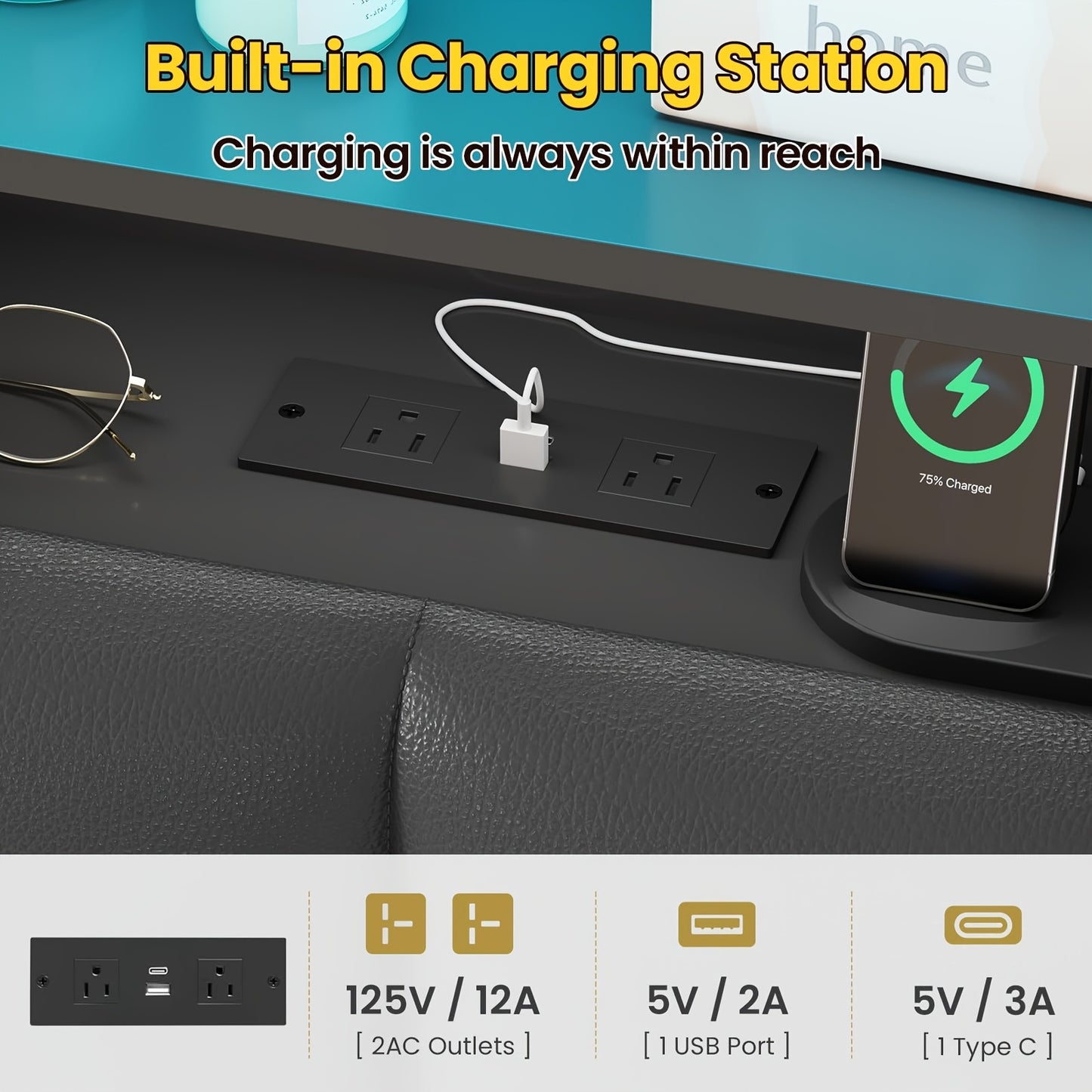 MSmask Queen Size LED Bed Frame with Storage Headboard, 4 Drawers & Bookcase - Contemporary Metal Design, RGB Lighting, Built-in Charging Station, Ideal for Modern Bedrooms