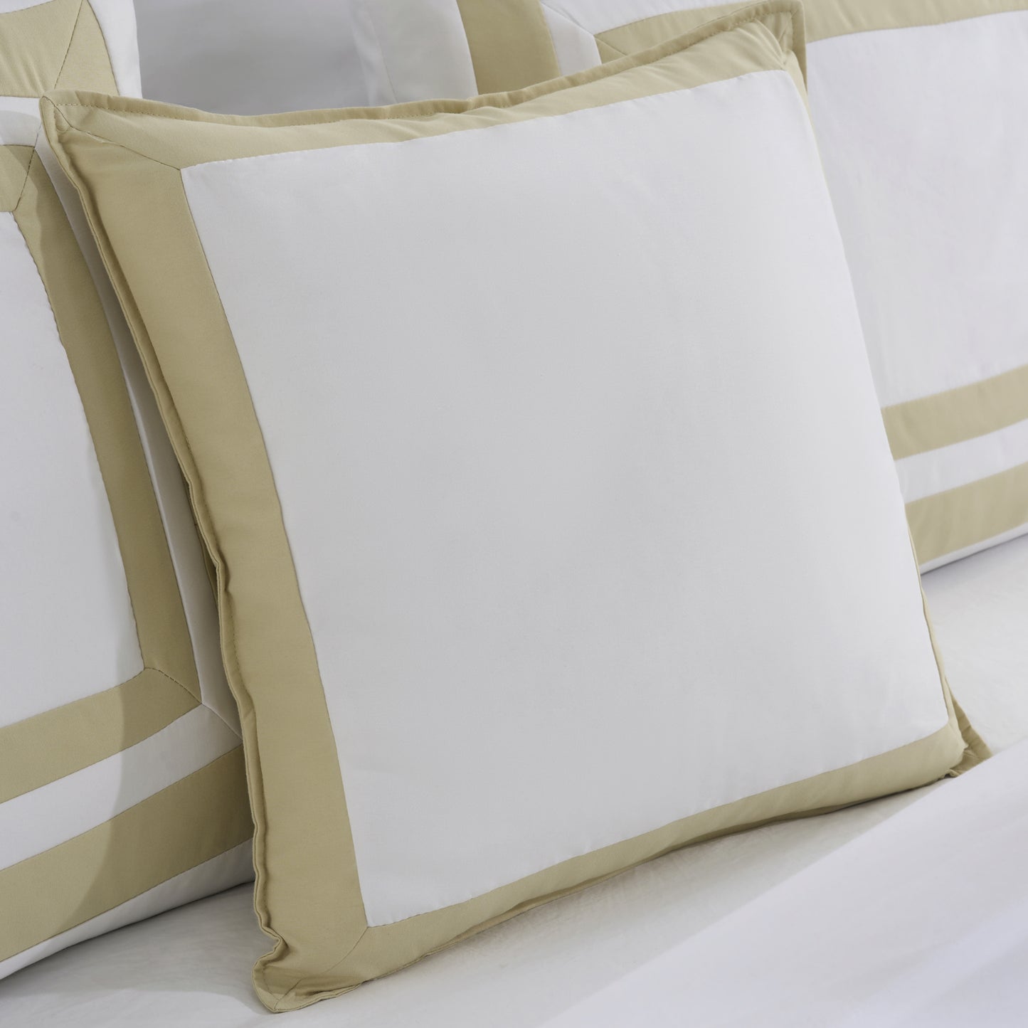 Caprice 7-Piece Modern Hotel Style Square Pattern Comforter Set with Decorative Pillows, Cal King/King/Queen/Full Size