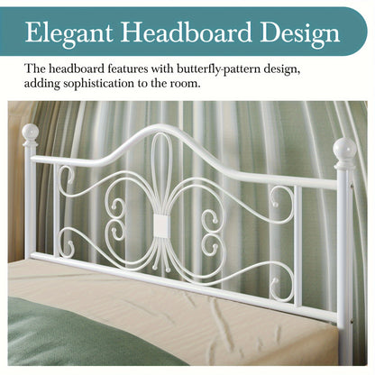 HOOMIC Platform Bed Frame, Metal Bed Frame With Butterfly Pattern Design Headboard & Footboard, No Box Spring Required, Easy Assembly