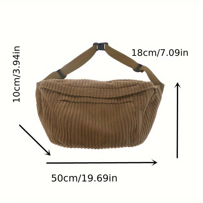 1pc Corduroy Large Capacity Sling Bag, Versatile Fashion Crossbody Bag