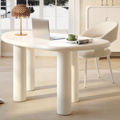 Large Office Desk, Wedge-Shaped Computer Office Desk, Modern Executive Desk, Creamy White Writing Study Desk For Study Room, Home Office, Easy Assembly, Guyii