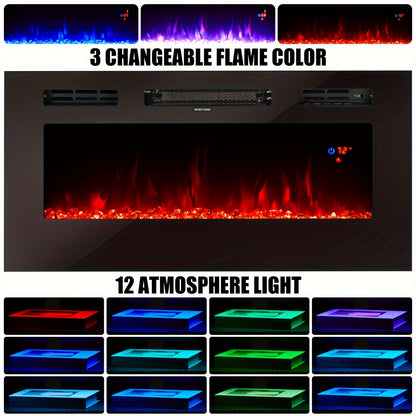 Fireplace TV Stand - Electric LED & Wood Texture