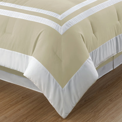 Caprice 7-Piece Modern Hotel Style Square Pattern Comforter Set with Decorative Pillows, Cal King/King/Queen/Full Size