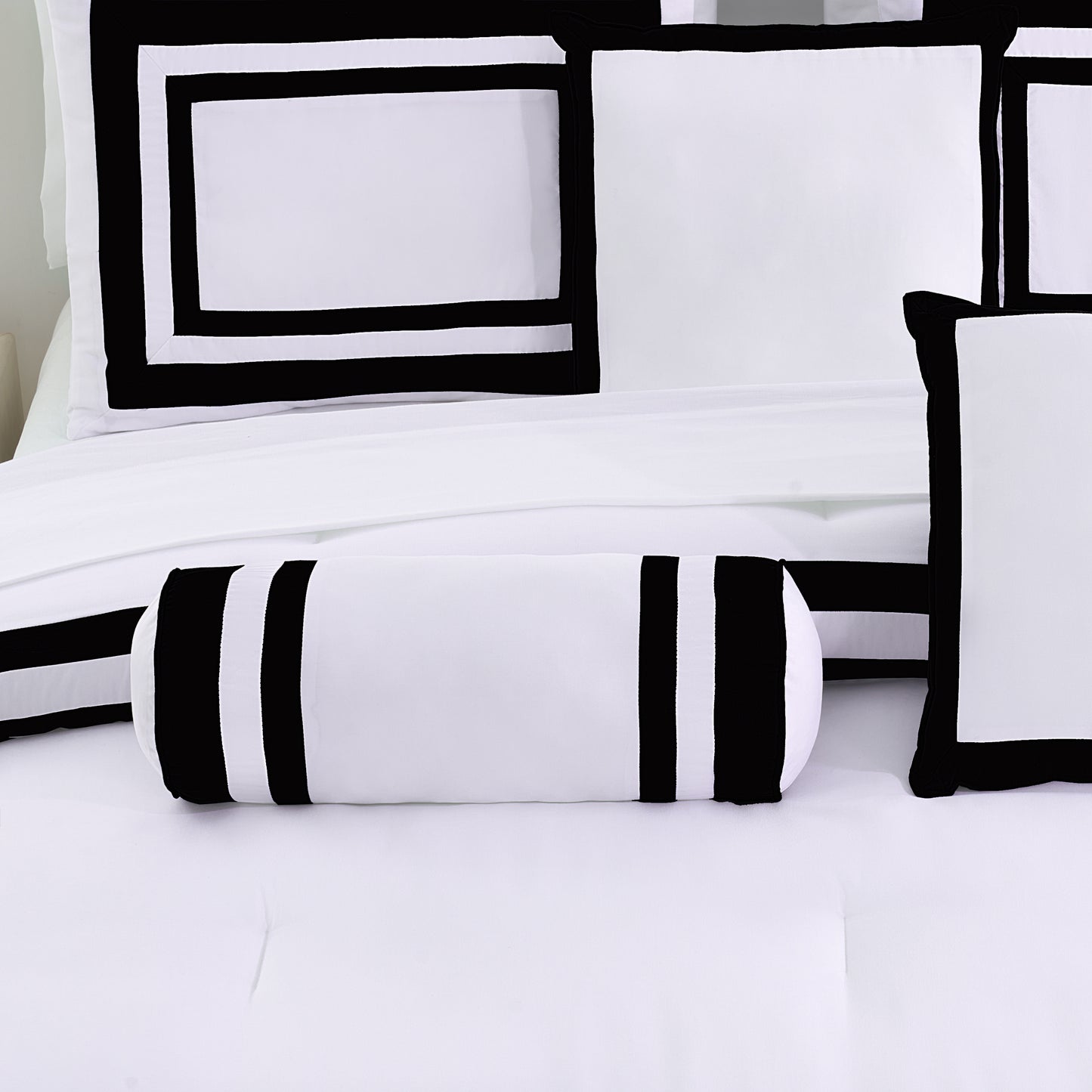 Caprice 7-Piece Modern Hotel Style Square Pattern Comforter Set with Decorative Pillows, Cal King/King/Queen/Full Size