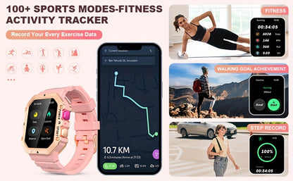 Smart Watch (Answer/Make Calls) - DUEDE 1.65" Touch Screen For Women, 1ATM, 100+ Sport Modes, Fitness Activity Tracker, Female Health Record Pedometer, For Android & IOS, 2024, Pink