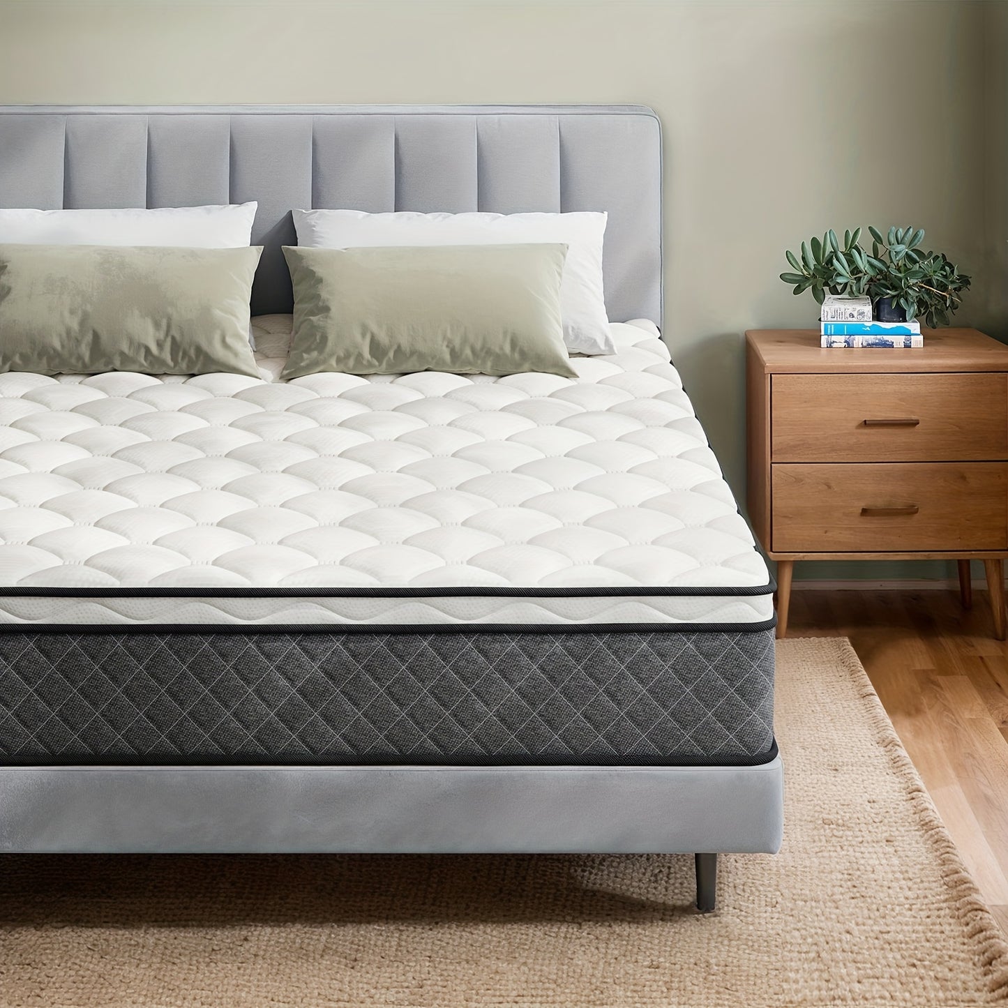 Mattress, 12 Inch Innerspring Hybrid Mattress In A Box With Gel Memory Foam, Individually Wrapped Encased Coil Pocket Spring Mattress, Pressure Relief, Medium Firm Support