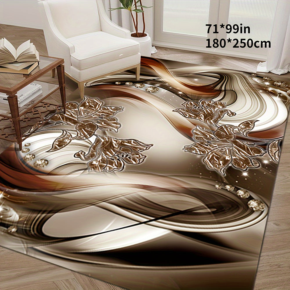 Noble Butterfly Printed Palace Royal Decorative Living Room Soft Carpet, Machine Washable Non-slip Carpet, Hotel Cafe Shop Carpet