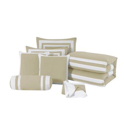 Caprice 7-Piece Modern Hotel Style Square Pattern Comforter Set with Decorative Pillows, Cal King/King/Queen/Full Size