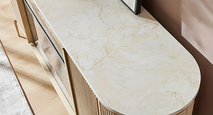 70" Luxury Fireplace TV Stand - Faux Marble Top