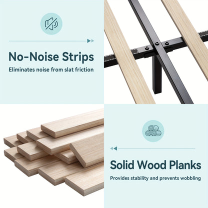 HOOMIC Velvet Queen Size Bed Frame With Wingback Headboard