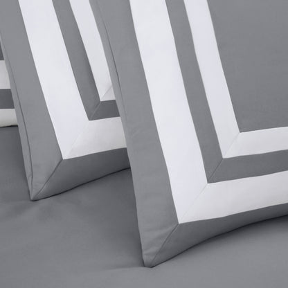 Caprice 7-Piece Modern Hotel Style Square Pattern Comforter Set with Decorative Pillows, Cal King/King/Queen/Full Size