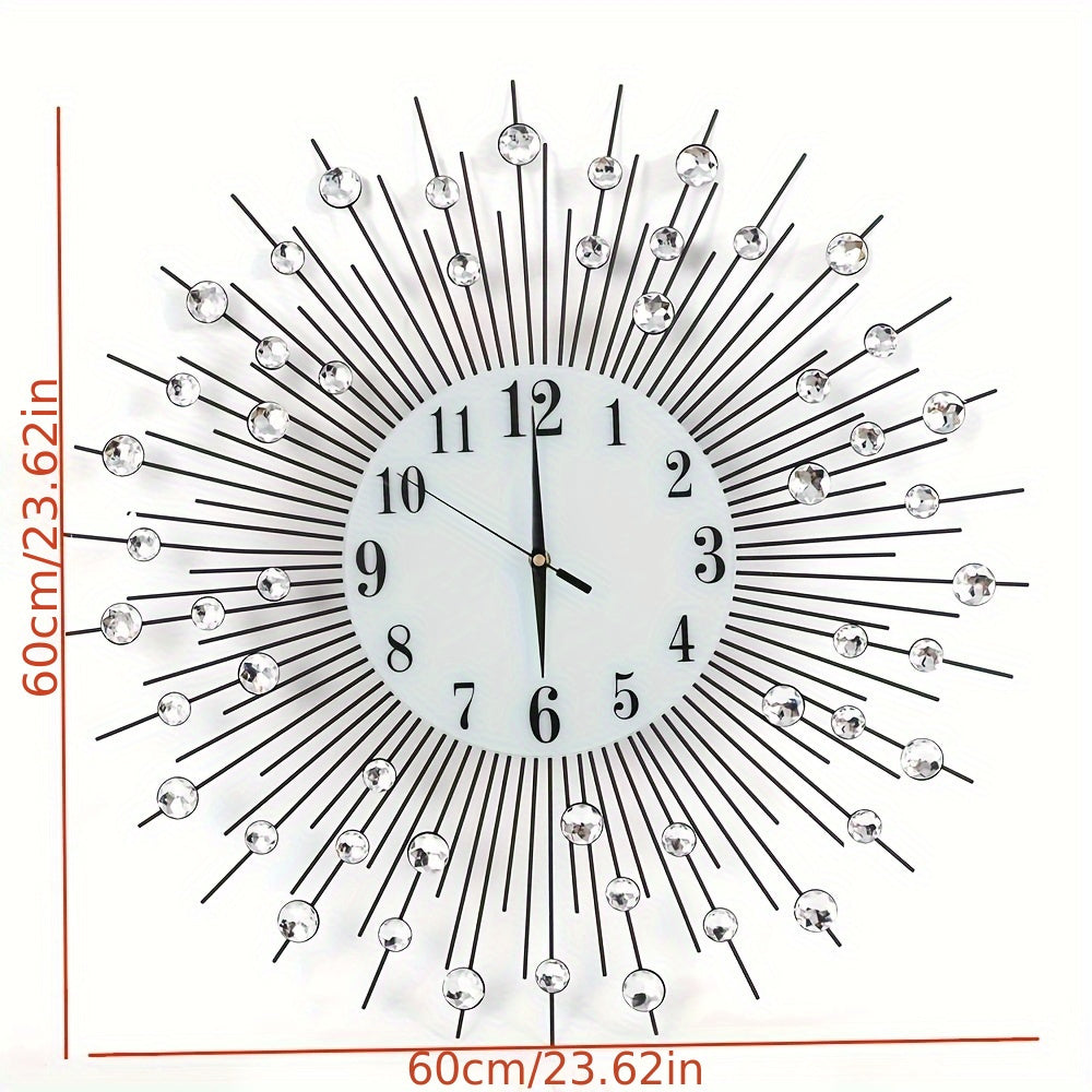 Modern Wall Clock Crystal Luxury Bedroom Clock Creative Personality Modern Art Decoration Clock Silent Wall Clock Large Size
