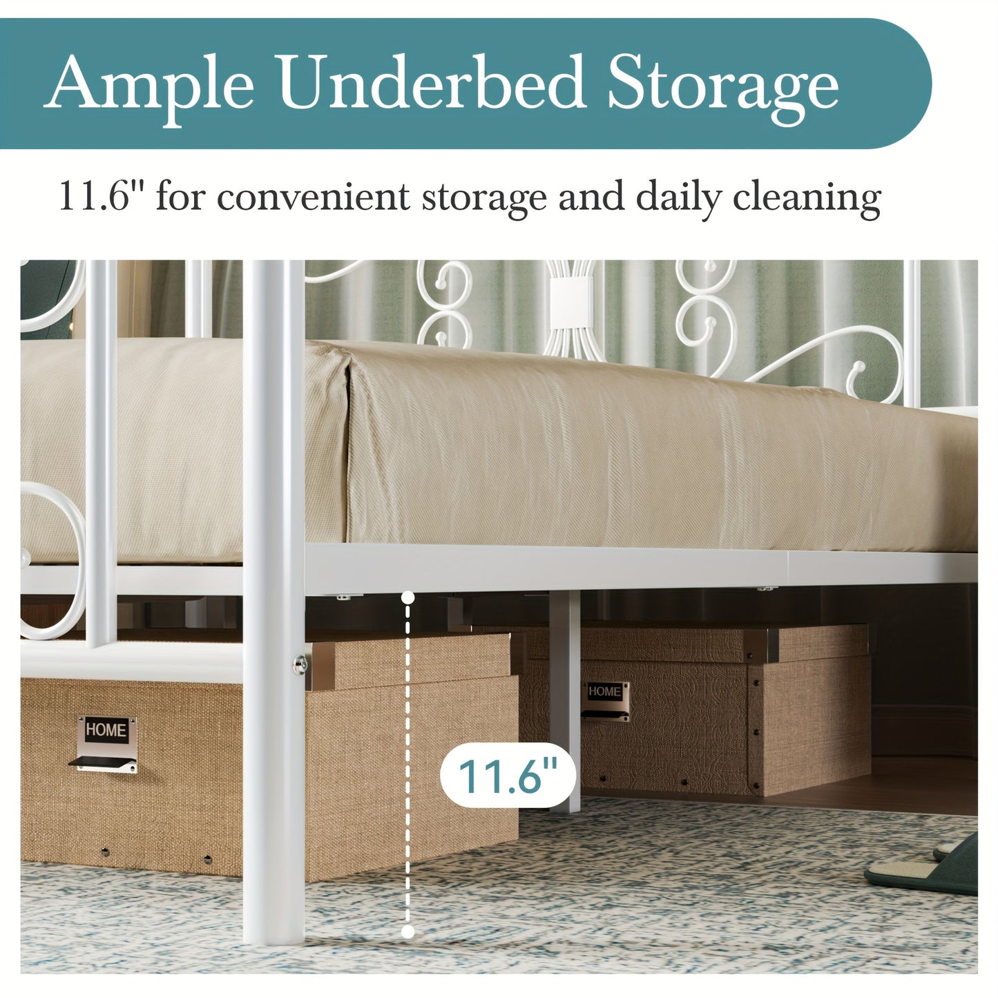 HOOMIC Platform Bed Frame, Metal Bed Frame With Butterfly Pattern Design Headboard & Footboard, No Box Spring Required, Easy Assembly