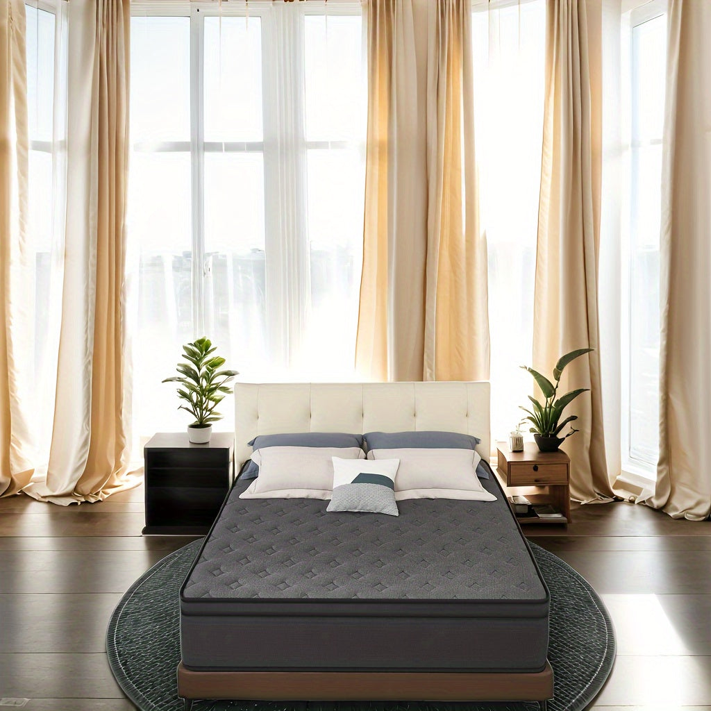 mattress, 12 inches, box hybrid mattress with memory spring hybrid, individual pocket spring mattress for family rooms and hotels in black