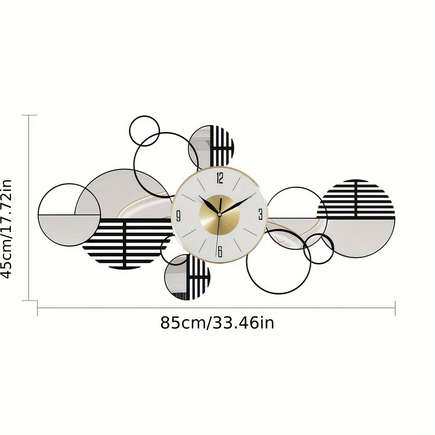 Silent 3D Metal Wall Clock - Geometric Art Decor for Living Room & Dining, Battery-Powered (AA), Modern Home Accent