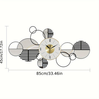 Silent 3D Metal Wall Clock - Geometric Art Decor for Living Room & Dining, Battery-Powered (AA), Modern Home Accent