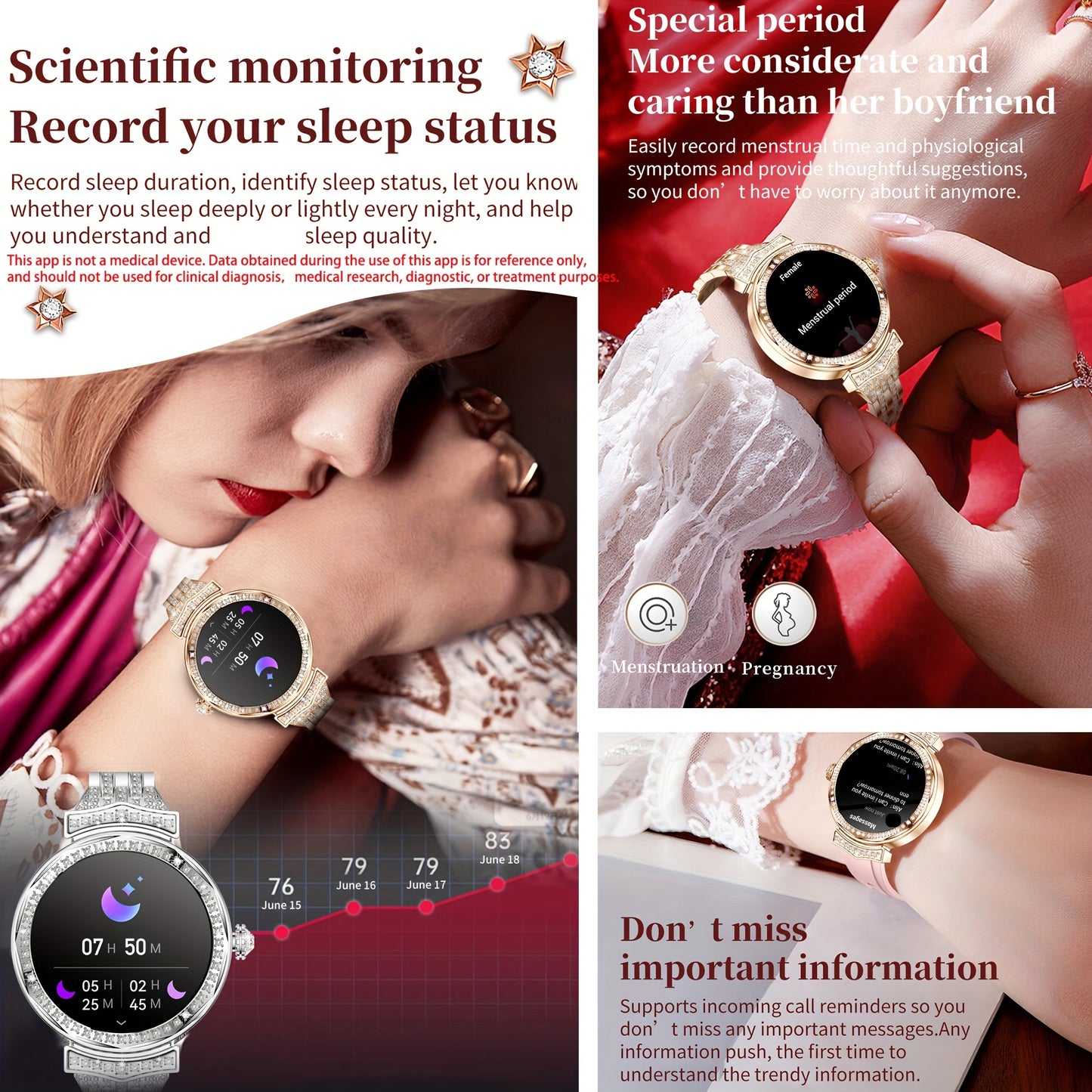 [1.32" AMOLED Smart Fitness Watch] 1.32" AMOLED Smart Watch For Women, Answer/Make Calls, Smart Fitness Watch For Women - Call Integration, Wireless Call Smart Watch For Android And IPhone, Fitness Tracker, Sleep Monitoring,