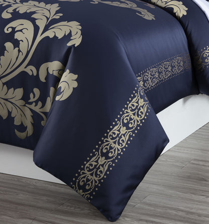 Valor 7-Piece Luxury Jacquard Floral Bed in a Bag Comforter Set