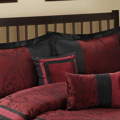 7 Piece Jacquard Super-soft Microfiber Bed Comforter Sets - Luxurious And Fashionable Splicing Style