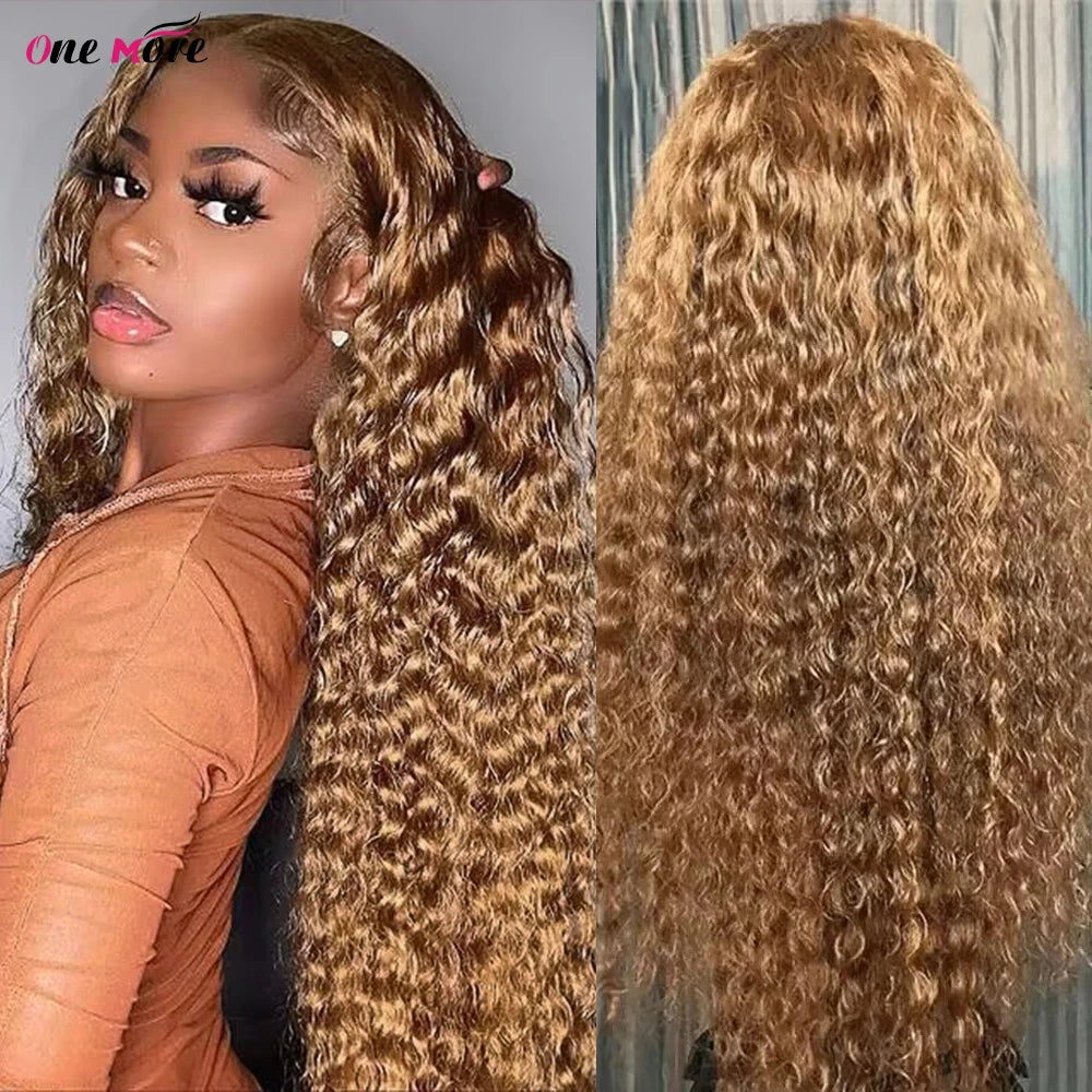 #27 Honey Blonde Lace Front Wig Deep Wave Frontal Wig Curly Human Hair Wig 13x4 Colored Human Hair Wigs