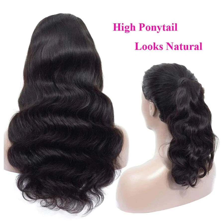 180% Density Full Lace Body Wave Human Hair Wigs Raw Indian Remy Hair Hd Lace Frontal Wig  Pre-Plucked Natural Color