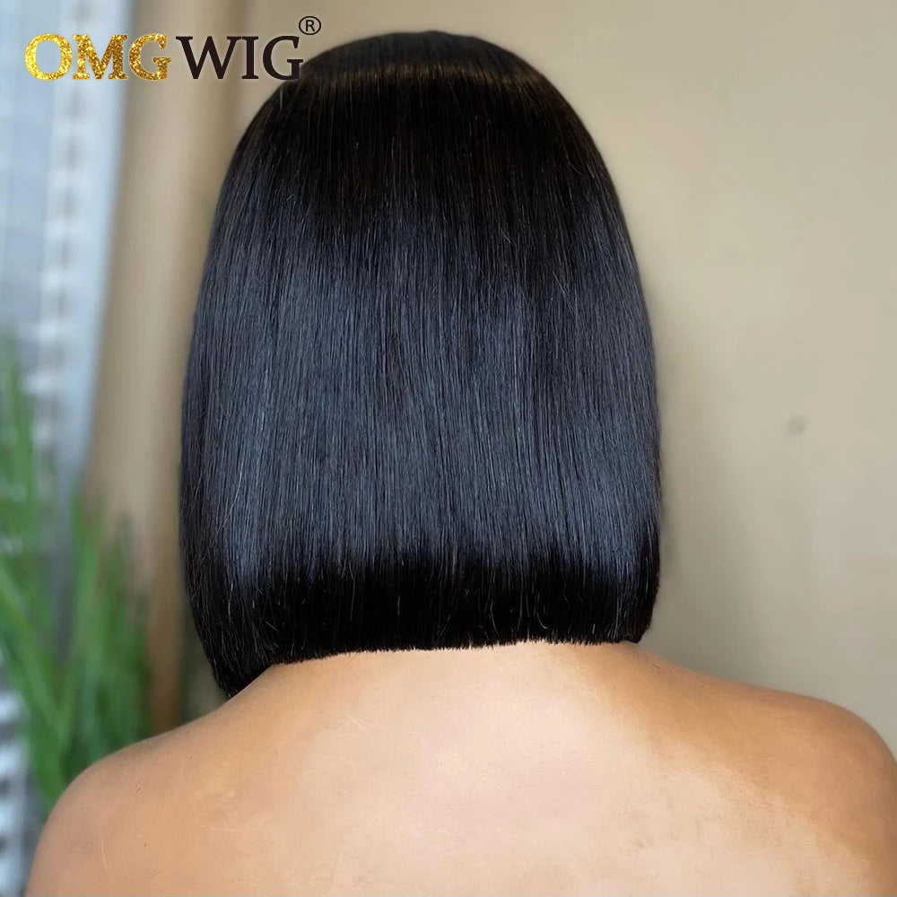 13x4 Lace Frontal Wigs Bone Straight Blue Colored 4x4 Short Bob Wig Human Hair For Black Women Pre Plucked Brazilian Remy Hair