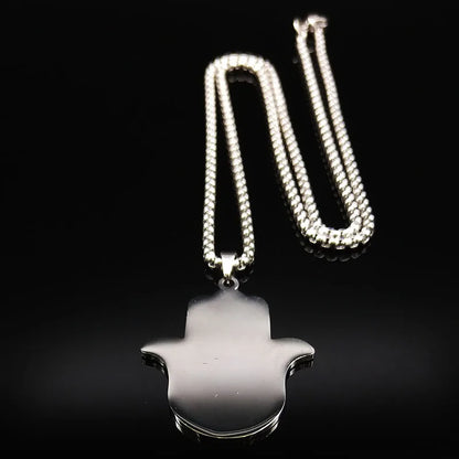 Hamsa Hand of Fatima Stainless Steel Necklaces Men Fatima´s Hand Turkish Eye Necklaces Pendants Jewelry collier homme N933S02