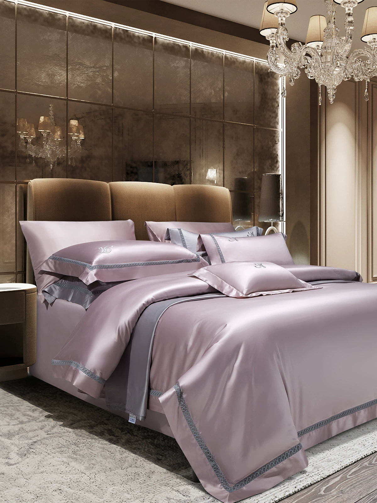 140 Pieces Embroider Classy Cotton Luxury Egyptian Cotton Silk Texture Bedding Four-Piece Set Pure Cotton Quilt Cover