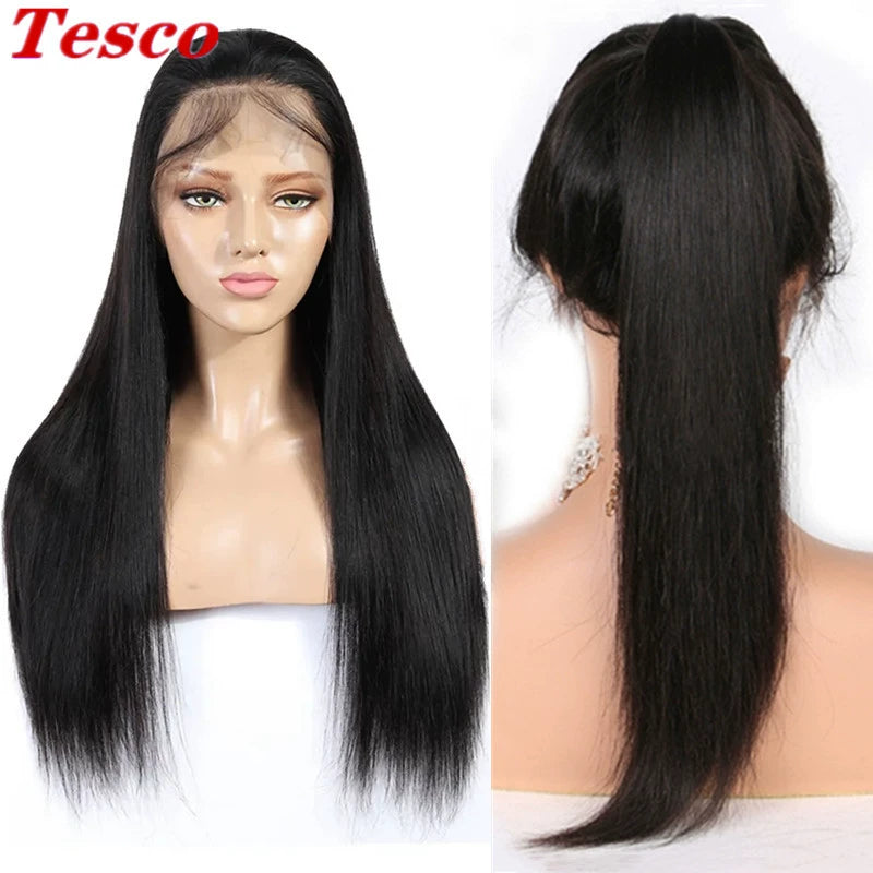 10.0 Brazil Top Lace Human Wigs Fashion Long Black Straight Hair 13*4 HD Human Hair Wig