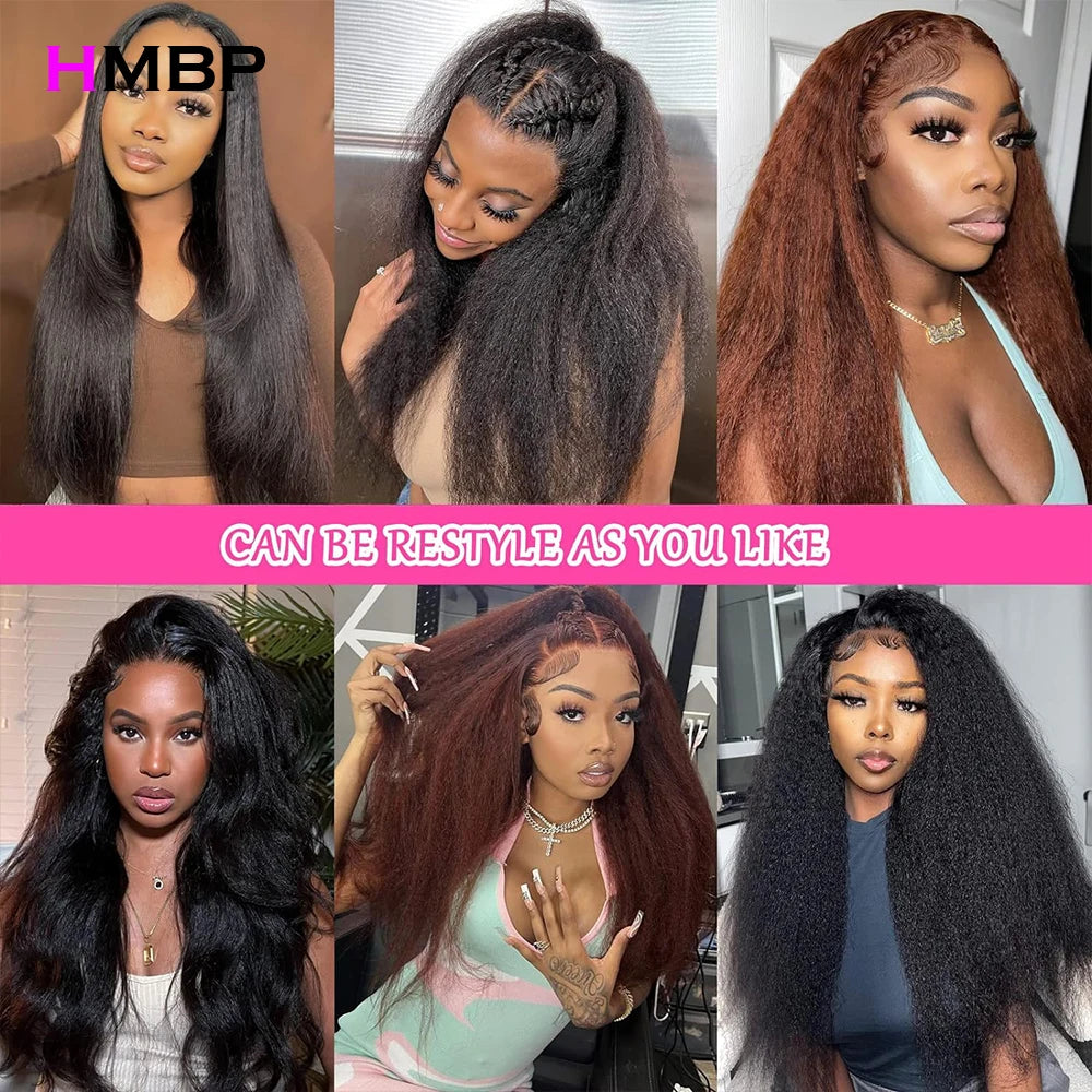 13x6 HD Kinky Straight Human Hair Wig Glueless Wig 13x4 Lace Frontal Wig Wear And Go Brazilian Preplucked 4x4 Lace Closure Wig