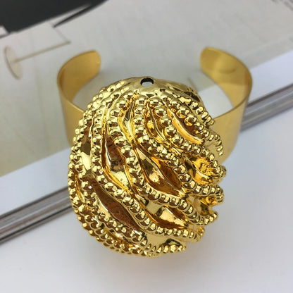 Italian Gold Plated Jewelry Set for Women Big Size Necklace Earrings Bracelet Ring 4Pcs Bridal Wedding Party Gifts FHK18986