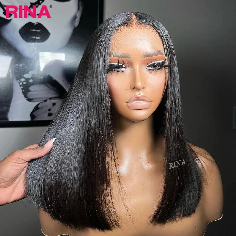 1B Green Colored Short Bob Wigs 180 Density 13x4 Lace Front Human Hair Wig For Black Women PrePlucked Brazilian Straight Bob Wig