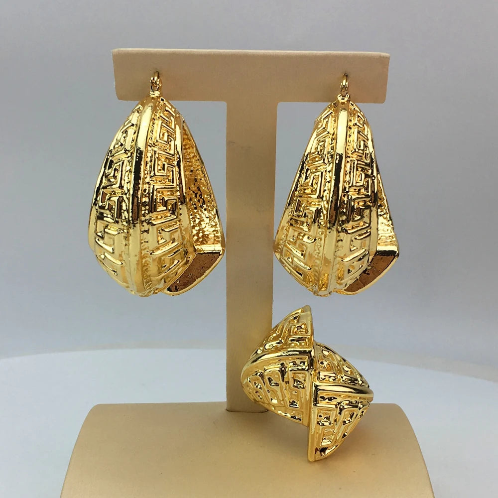 Hot Selling Dubai Italian Gold Plated Jewelry Women's Wedding Party Banquet Big Pendant Light Weight Bold Jewelry Sets FHK16698