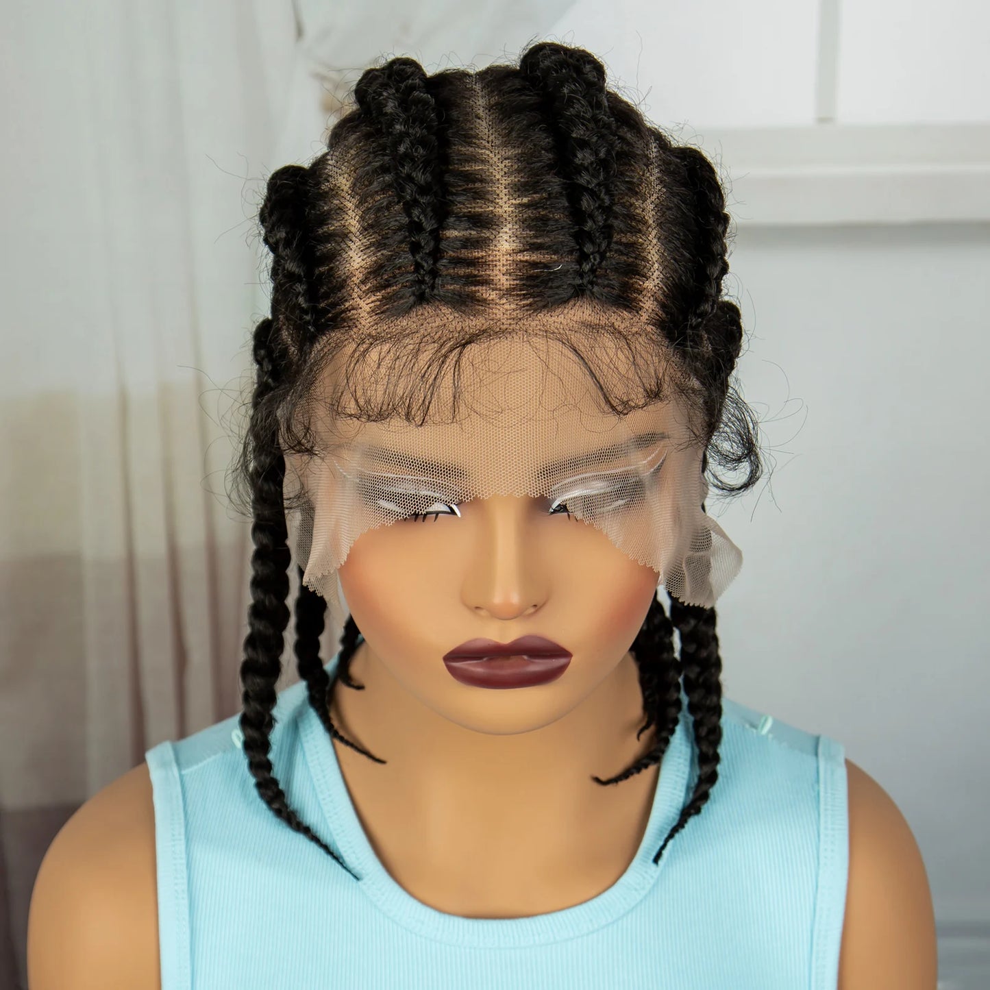 14inch Transparent Synthetic Full Lace  Cornrow Braided Wigs Short Lace Frontal Bob Wigs for Black Women Knotless Lace Wigs