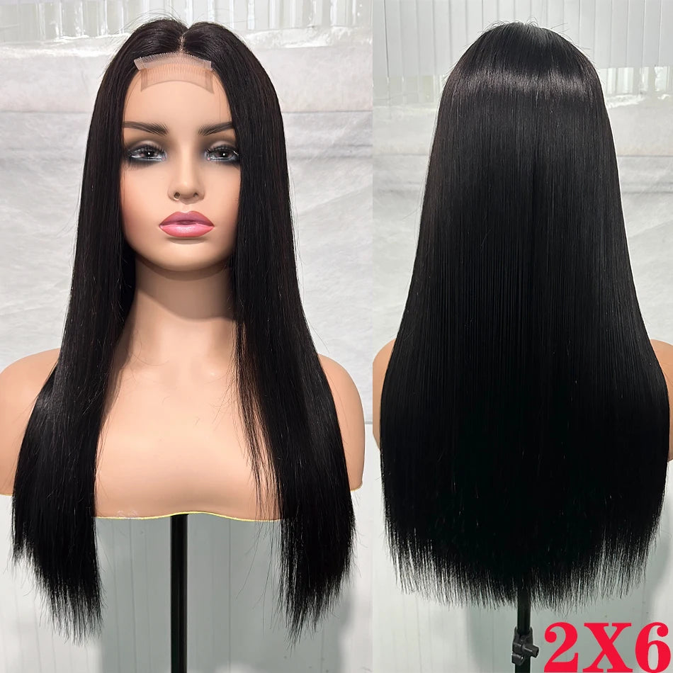 100% Human Hair Double Drawn Bone Straight Hair Wear and Go Glueless Wigs Pre Plucked 2x6 4x4 HD Lace Closure Wigs 250 Density