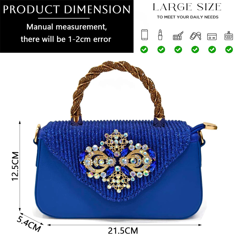 Venus Chan Latest Wedding Pointed Toe Women's Shoes High Heel White Color Rhinestones Party Ladies Shoes And Bag Set