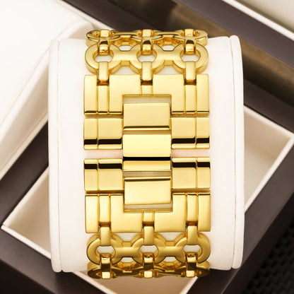 YaLaLuSi brand new popular watch gold skeleton gorgeous chic ion-plated gift box regulator