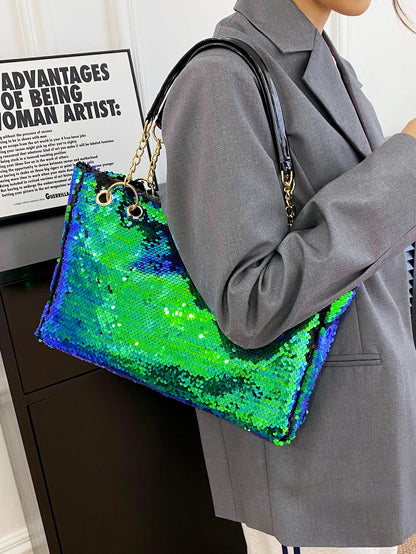 Fashion sequin portable pot bag female large capacity travel single shoulder bag versatile ladies bag