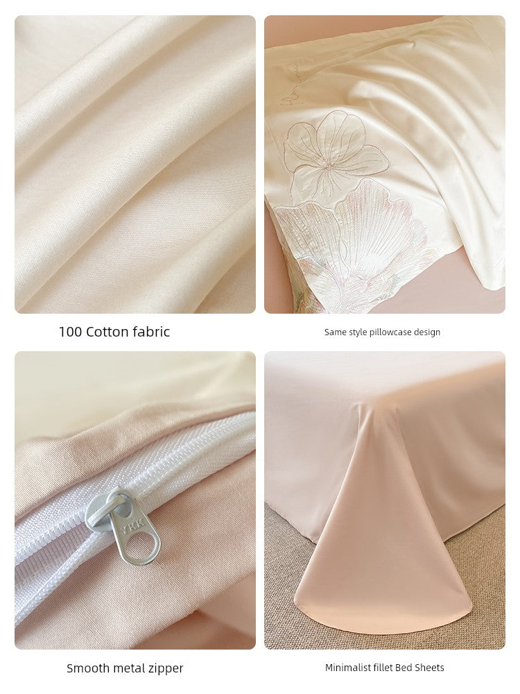 100S Classy Four-Piece Set All Cotton Pure Cotton 2024 New Arrival Accessible Luxury Fancy Quilt Cover Bed Sheet Fitted Sheet Bedding