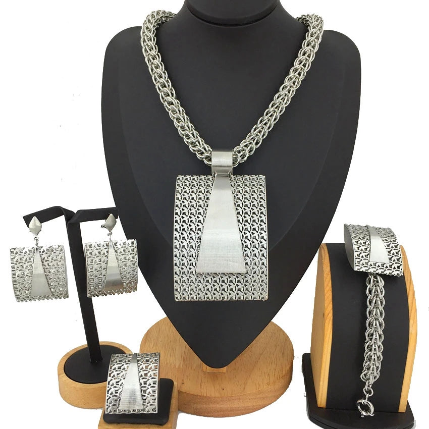 2023 Newest High Quality African Big Pendant Set Dubai Italian Brazilian Gold Plated Jewelry Set FHK12864