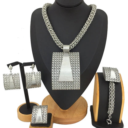 2023 Newest High Quality African Big Pendant Set Dubai Italian Brazilian Gold Plated Jewelry Set FHK12864