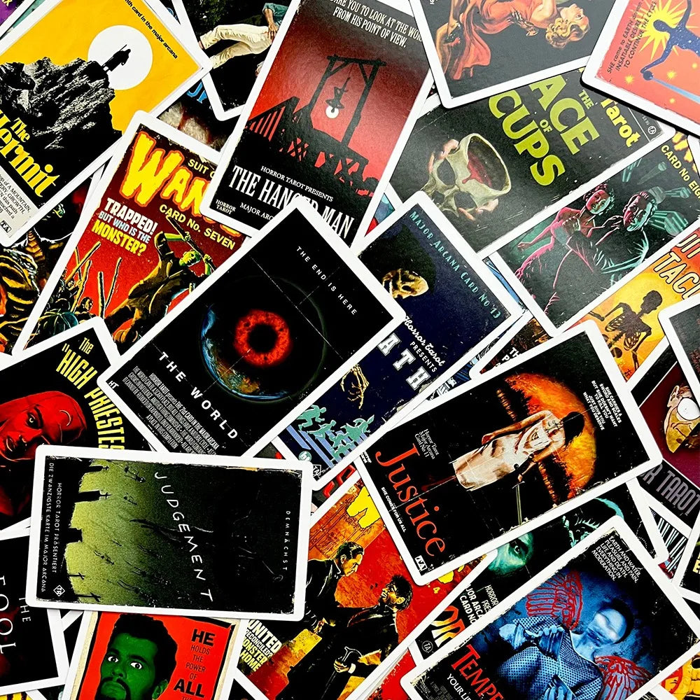 12*7cm Horror-Themed Card Deck with Illustrations Inspired by Macabre Literature and Spooky Pop Culture 78 Cards