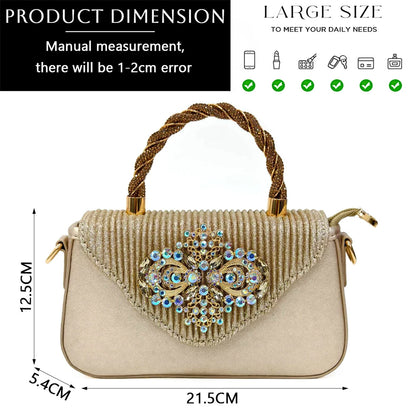 Venus Chan Latest Wedding Pointed Toe Women's Shoes High Heel White Color Rhinestones Party Ladies Shoes And Bag Set