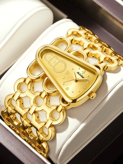 YaLaLuSi brand new popular watch gold skeleton gorgeous chic ion-plated gift box regulator