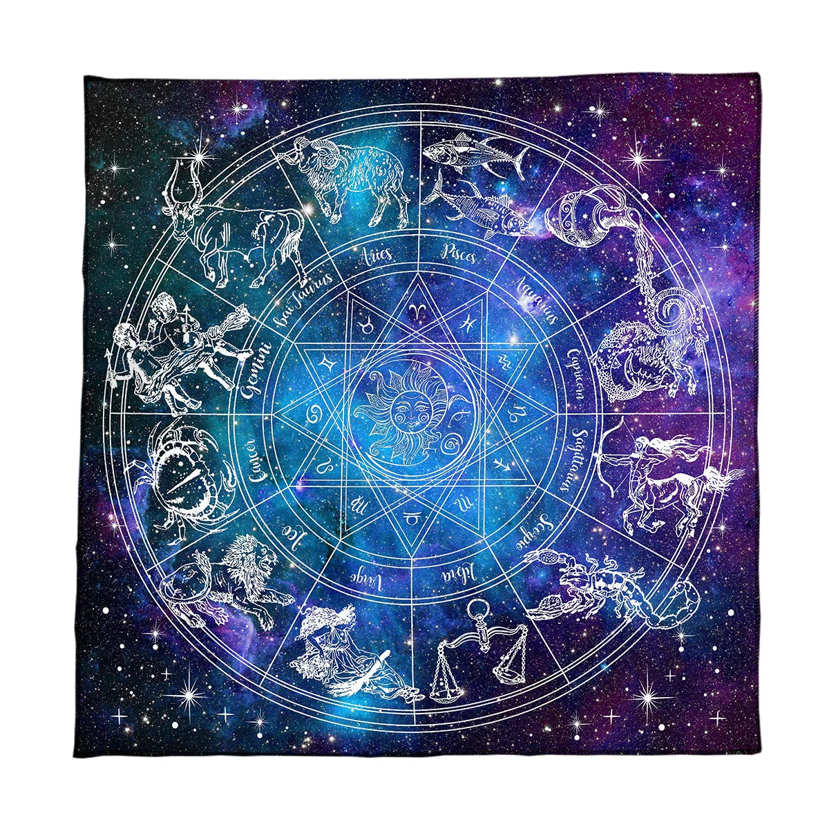 12 Constellations Tarot Card Tablecloth Altar Cloth Sun Moon Starry Sky Tarot Tablecloth For Spread Tarot Reading Cover Decor