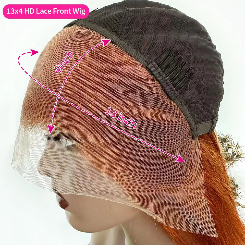 13x6 13x4 Orange Ginger Deep Wave Remy Lace Front Colored Curly Lace Frontal Human Hair Wigs For Women Human Hair Wig