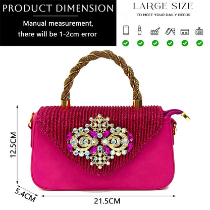 Venus Chan Latest Wedding Pointed Toe Women's Shoes High Heel White Color Rhinestones Party Ladies Shoes And Bag Set