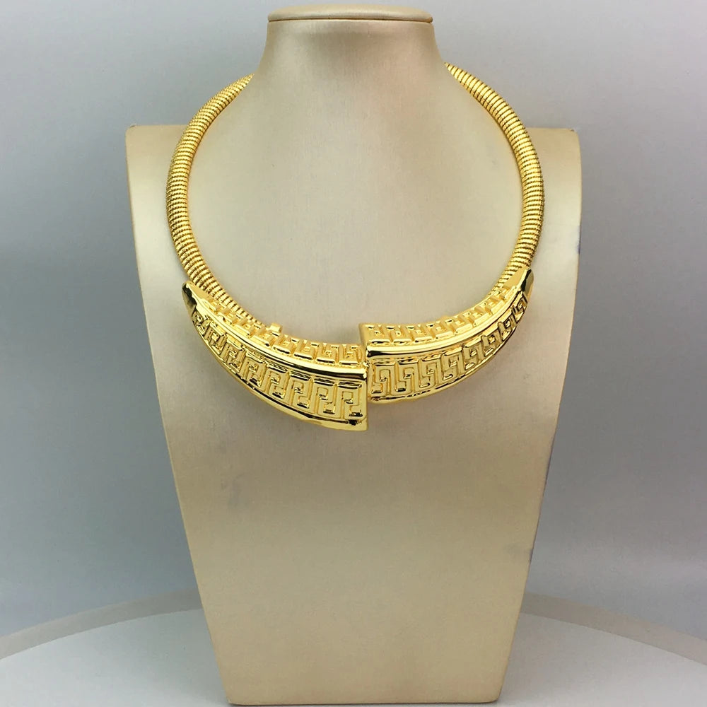 Hot Selling Dubai Italian Gold Plated Jewelry Women's Wedding Party Banquet Big Pendant Light Weight Bold Jewelry Sets FHK16698